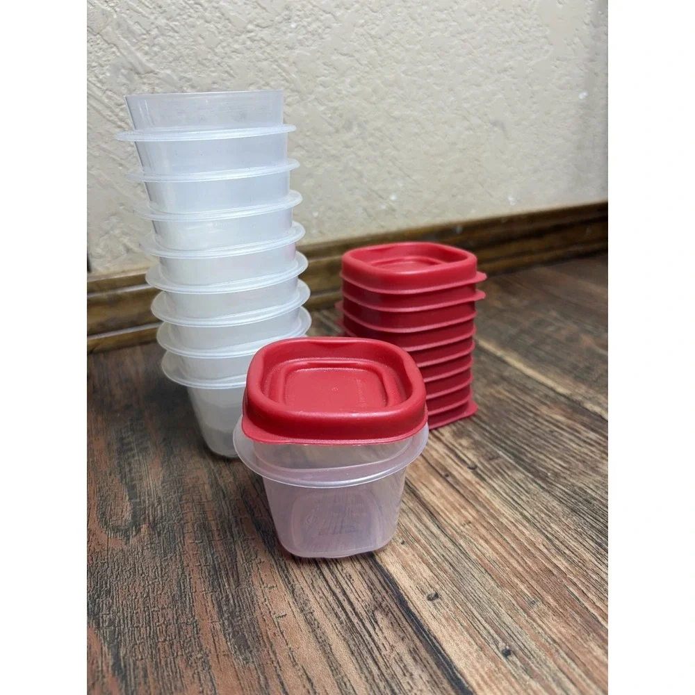 Rubbermaid Small Snack Stacking Storage Containers Red Lids - Lot of 9